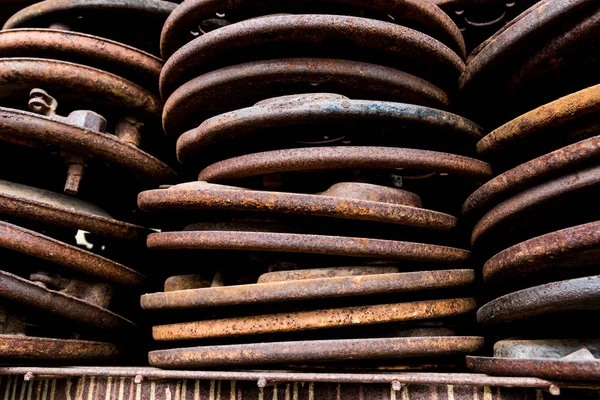 Vintage antique automotive brake backing plates — Stock Photo, Image
