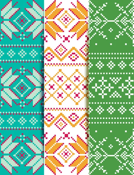 Set motif de broderie d'hiver — Image vectorielle