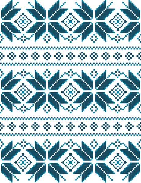 Patrón azul bordado de Navidad — Vector de stock