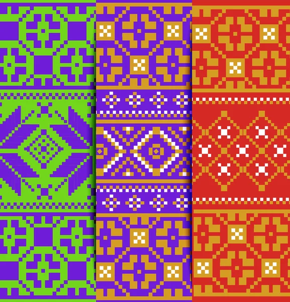 Set winter knitted pattern — Stockový vektor
