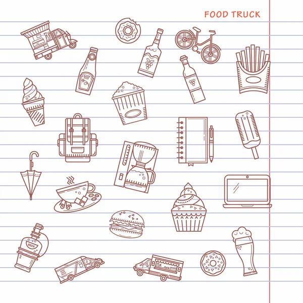 Ikony potravin truck — Stockový vektor