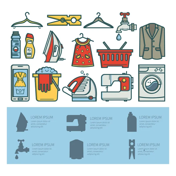 Набір елементів пральної кімнати — стоковий вектор