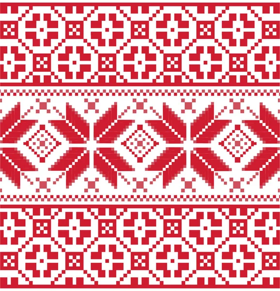 Red Scandinavian knitted pattern — Stock Vector
