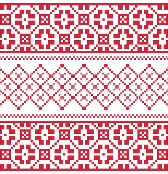 Modèle de broderie rouge d'hiver — Image vectorielle