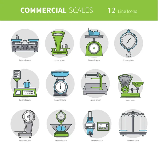 Balanças comerciais conjunto vetor —  Vetores de Stock