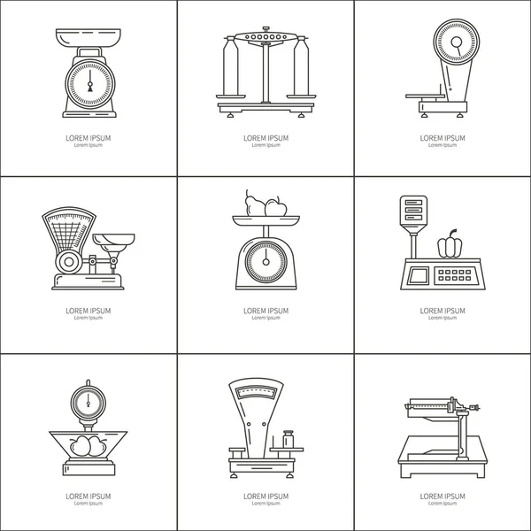 Ölçekler ticaret Icons set — Stok Vektör