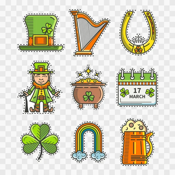 S St. Patrick nap készlet matricák — Stock Vector