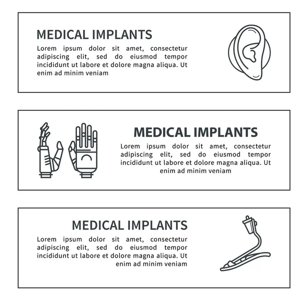 Establecer prótesis médicas bandera — Vector de stock