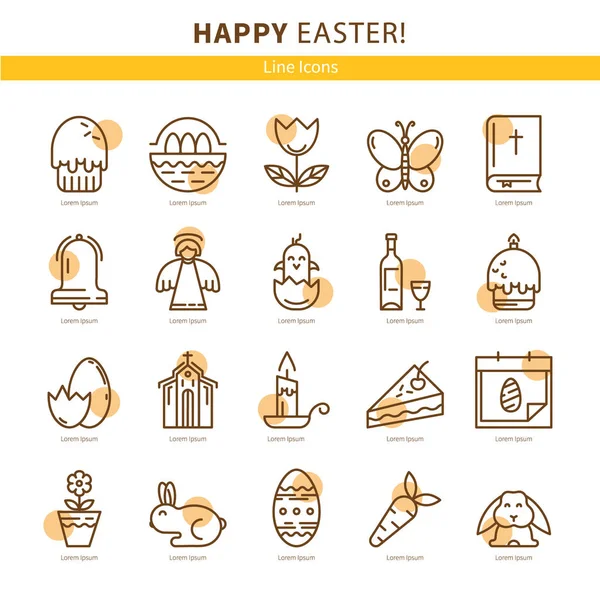 Iconos planos Pascua — Vector de stock