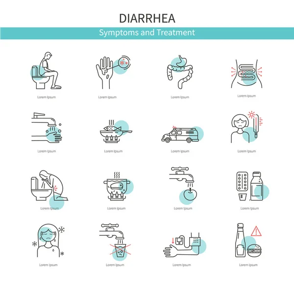 Iconos médicos diarrea — Vector de stock