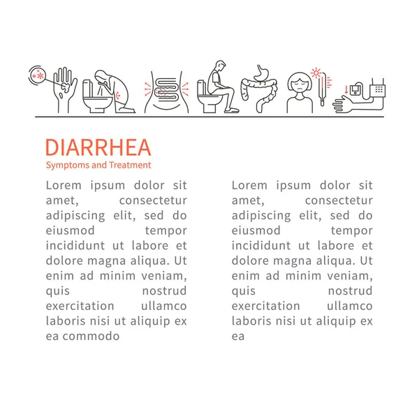 Diarrea. Síntomas y prospecto de tratamiento . — Vector de stock