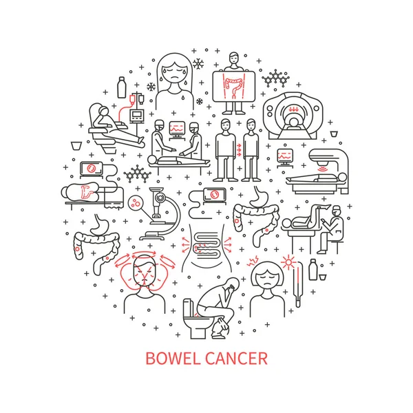 Bowel cancer icons — Stock Vector