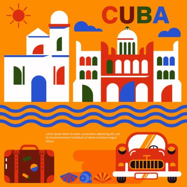 Havana Küba poster vektör