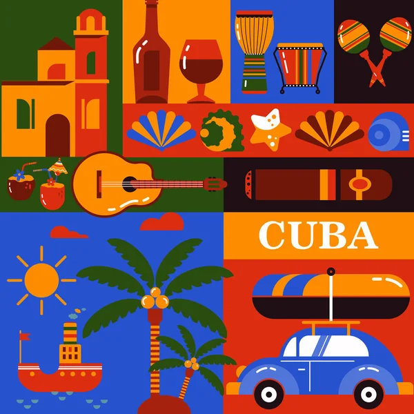 Kuba turism ikoner — Stock vektor