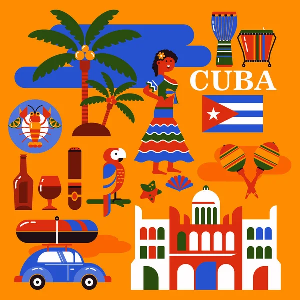 Cuba reizen illustratie — Stockvector