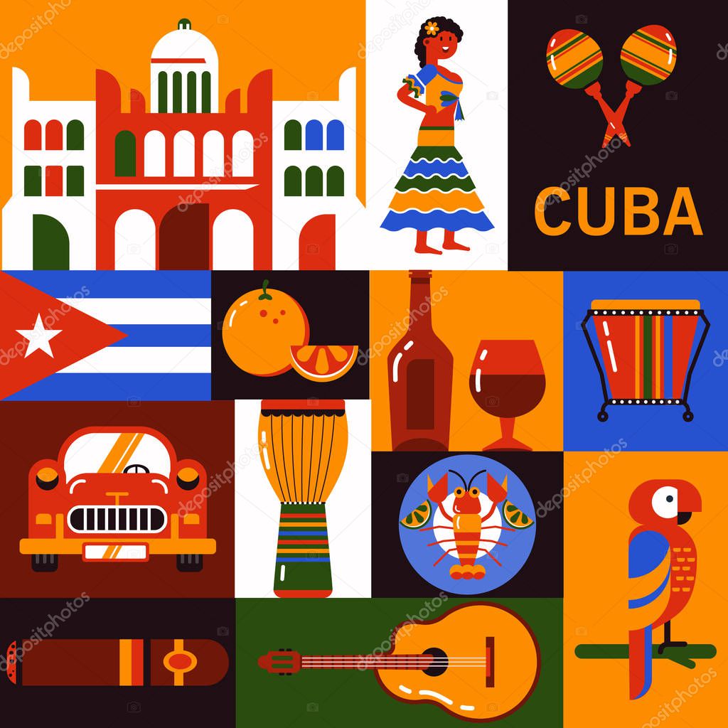 Cuba travel icons