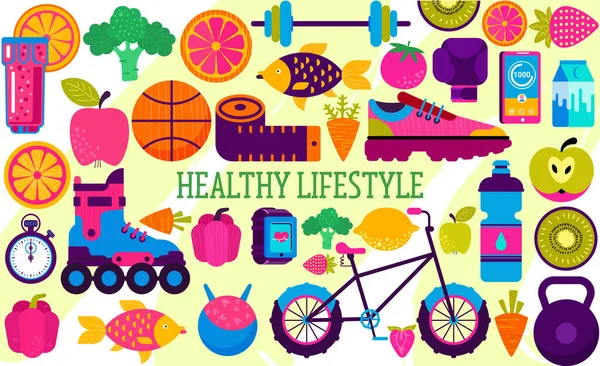 Healthy lifestyle concept. Modern illustration flat style — 스톡 벡터