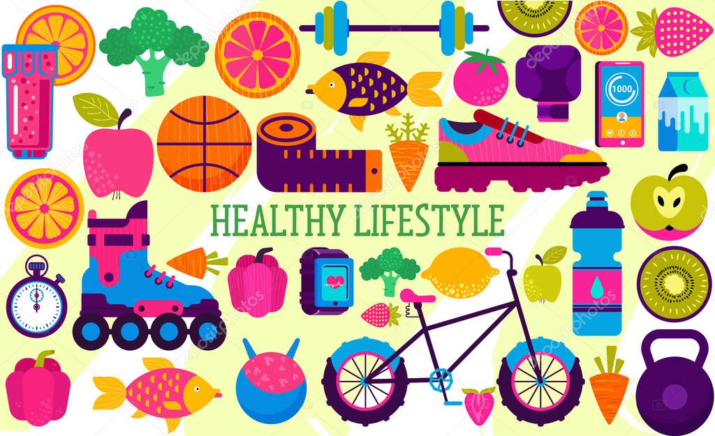 Healthy lifestyle concept. Modern illustration flat style