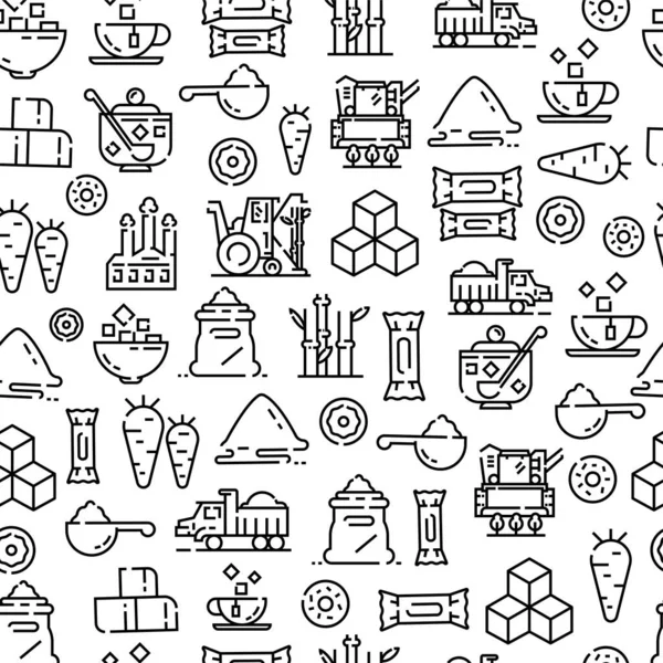 Sugar.Production, cultivation and processing. Vector seamless pattern — Stockový vektor