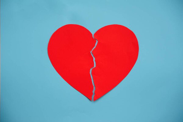 Broken heart breakup concept separation, infarction and divorce icon. 