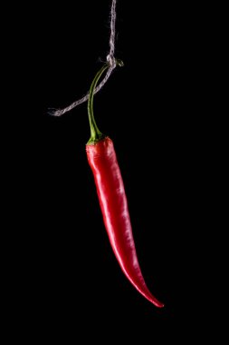 Kırmızı sıcak biber hunging halata biber. Isoalted od siyah