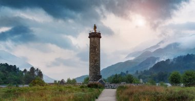 Glenfinnan Monument in the evening clipart