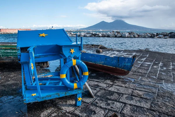 Vulkaan Vesuvio Uit Lungomare Napels Italië — Stockfoto