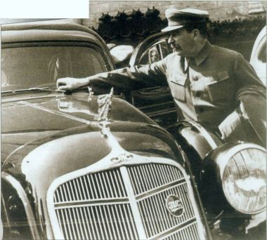 View of Josef Stalin beside black car clipart