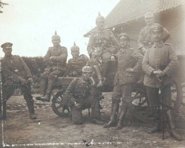 Soldiers of 236th Regiment posing with Sergeant and Officer  clipart