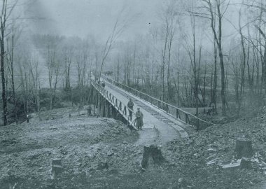 Ormandaki alan demiryolu Köprüsü görünümünü
