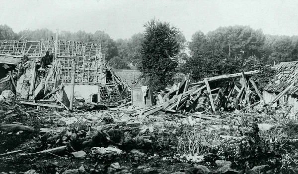 Weergave Van Zware Geschilde Huizen Buurt Van Bos — Stockfoto