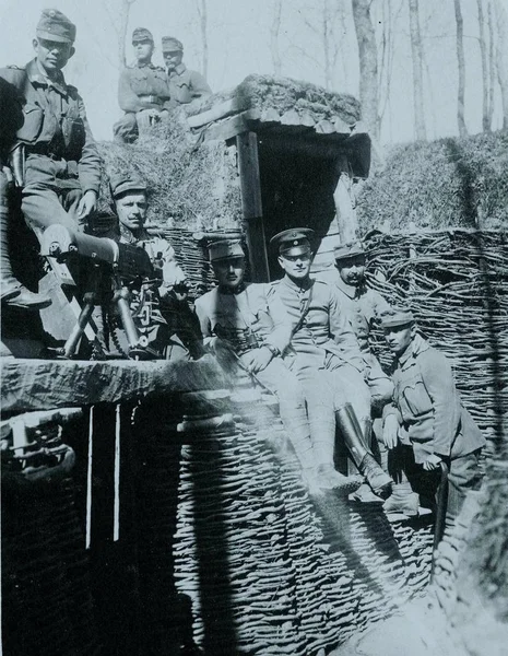 Soldati Austro Ungarici Postazione Mitragliatrice Ben Preparata — Foto Stock
