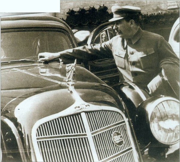 View of Josef Stalin beside black car