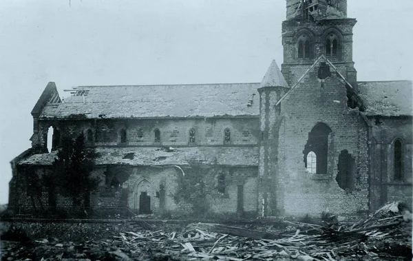 Vista Catedral Católica Destruída Após Ataque — Fotografia de Stock