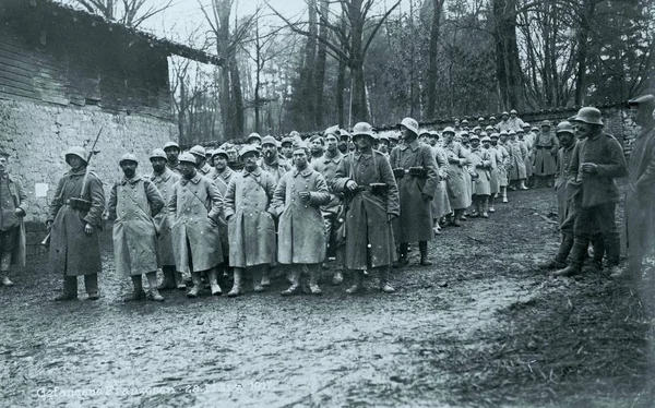 Des Soldats Allemands Guident Les Prisonniers Guerre Français — Photo