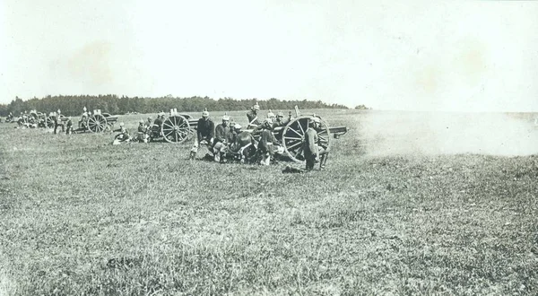 Posádka Polní Dělo Dělostřelecký Regiment Dělá Cvičení Výcvikovém Prostoru — Stock fotografie