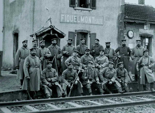 Soldados Alemanes Estación Tren Fiouelmont — Foto de Stock