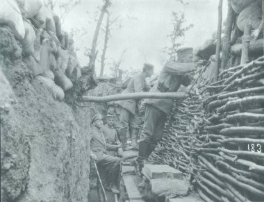 View of german trench with soldiers clipart