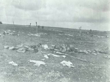 View of dead russian soldiers at battlefield clipart