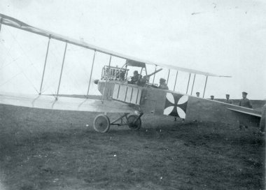 german reconnaissance two-seater plane at start clipart