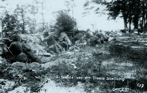 German Infantery Group Wall Battling Enemies Battle Front Blonie Post — Stock Photo, Image