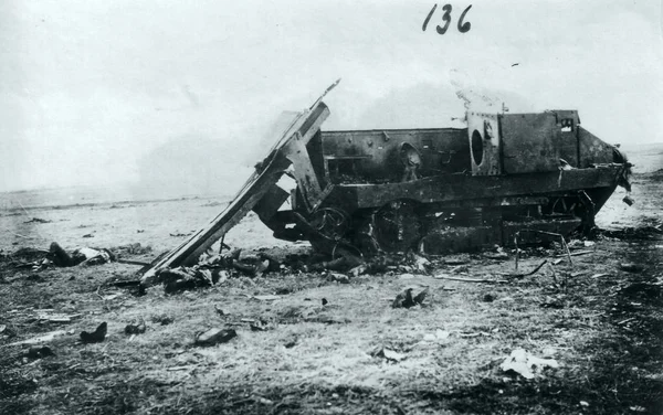 Destruição Tanque Francês Destruído Schneider — Fotografia de Stock