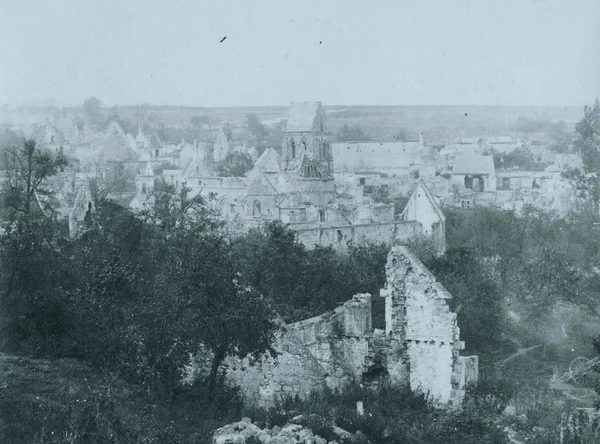 Panoramablick Auf Das Schwer Beschossene Dorf — Stockfoto