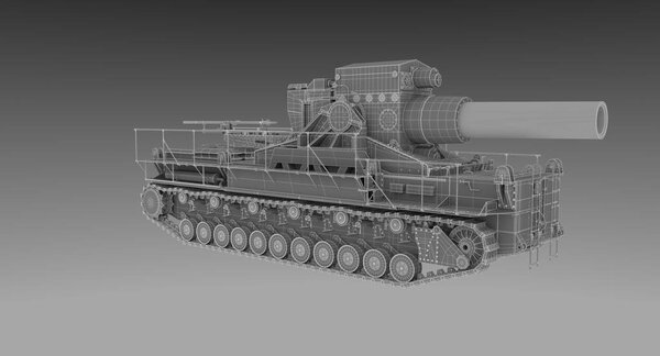 Графика 3D German Siege Mortar 041 Карл также назвал Тор
 