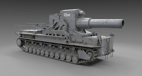 3D graphic MASSIVE 60cm German Siege Mortar Karl also named Thor