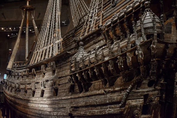 Stockholm, İsveç - 31 Aralık 2017. Vasa Müze ve 1626 ve 1628 arasında inşa edilmiş Vasa İsveç savaş gemisi
