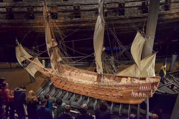 Stockholm, İsveç - 31 Aralık 2017. Vasa Müze ve 1626 ve 1628 arasında inşa edilmiş Vasa İsveç savaş gemisi