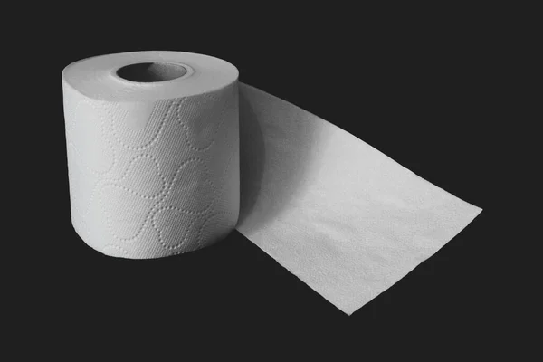 Açılmış Beyaz Tuvalet Kağıdı Fotokopi Alanı Ile Siyah Mat Arkaplanı — Stok fotoğraf