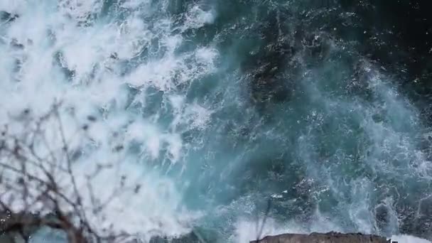 Top View Dark Blue Indian Ocean Waving Waves Bali Island — Stock Video