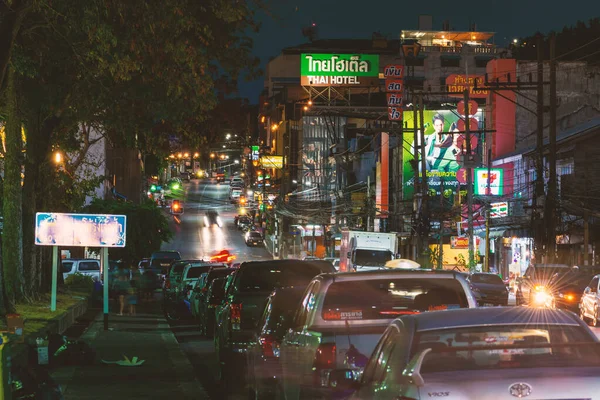 Tailandia Krabi Mar 2020 Vida Callejera Concepto Nocturno Calle Central — Foto de Stock